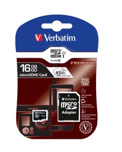 Verbatim Micro SDHC 16GB (Class 10) with Adaptor