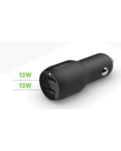 Belkin BoostCharge Dual USB-A Car Charger 24W - Black (CCB001btBK)